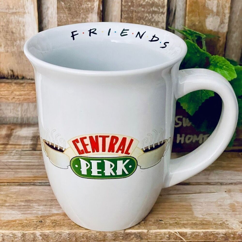 New Gorgeous Friends TV Show CENTRAL PERK white glossy ceramic Coffee Mug 16 Oz